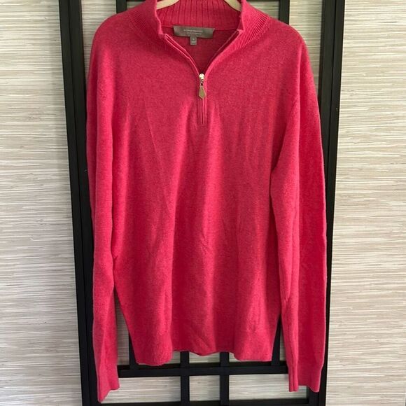 Neiman Marcus cloud cashmere quarter zip sweater pink size L - Picture 1 of 6